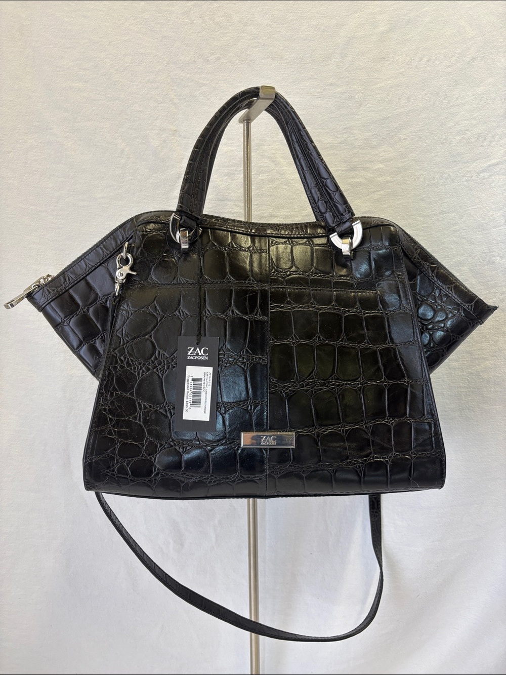 Zac Zac Posen Eartha Jumbo Graphite Croc Bag